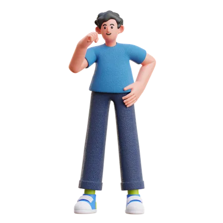 Man showing winning gesture  3D Illustration