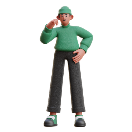 Man showing winning gesture  3D Illustration