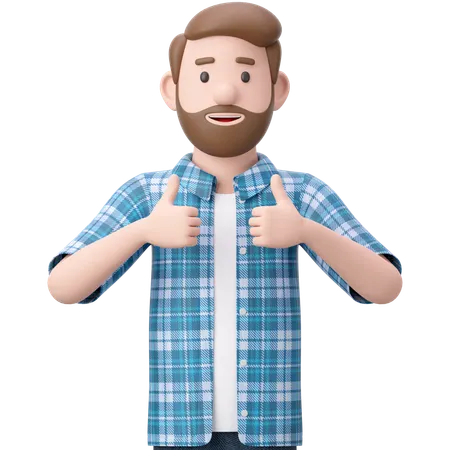 Man Shows A Thumb Up Like Sign  3D Illustration