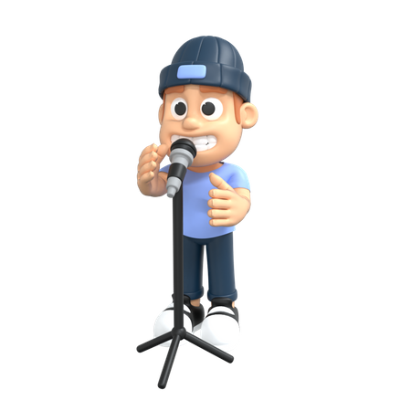 Man singing  3D Illustration