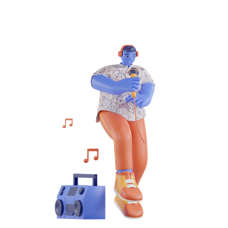 Man singing rap music  3D Icon