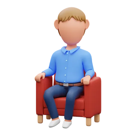 Man Sitting  3D Illustration