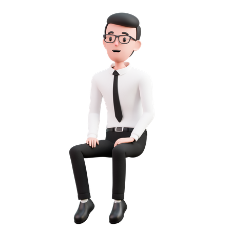 座っている男性  3D Illustration