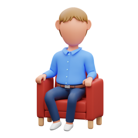 Man Sitting  3D Illustration