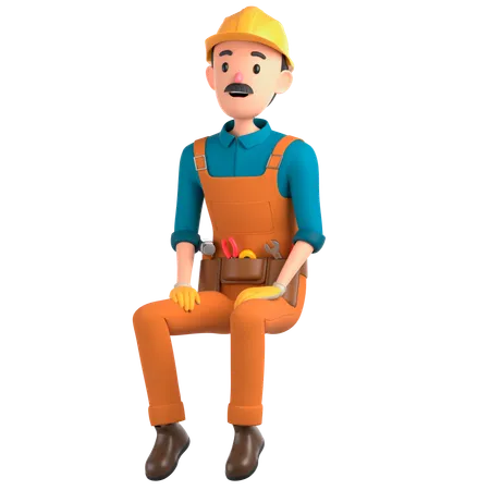 Man Sitting  3D Illustration