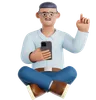 Man Sitting and Using Phone