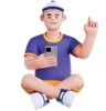 Man Sitting and Using Phone