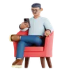 Man Sitting and Using Phone