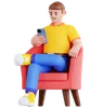 Man Sitting and Using Phone