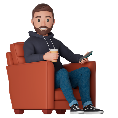 Man sitting in a armchair  3D Icon