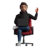 Man sitting in a chair with a laptop shows the OK sign