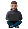 Man sitting in a lotus position with a laptop computer