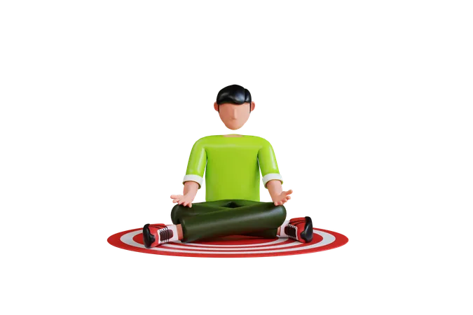 Man Sitting In Relaxing Pose  3D Illustration