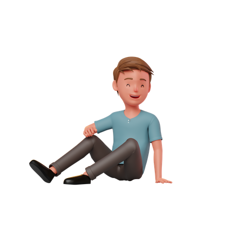 Man Sitting On A Floor  3D Illustration