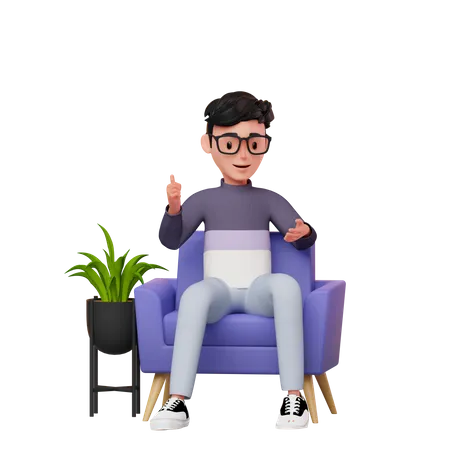 Man Sitting On A Sofa Talking  3D Illustration
