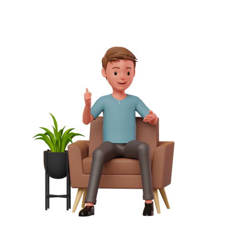 Man Sitting On A Sofa Talking 3D Illustration