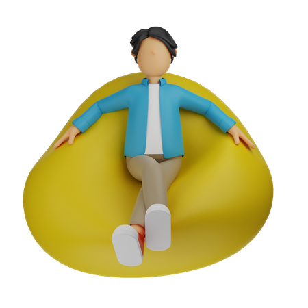 Man Sitting on beanbag  3D Illustration