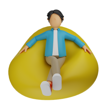 Man Sitting on beanbag 3D Illustration