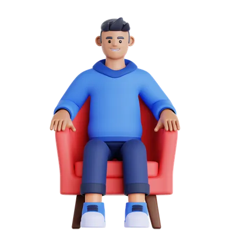 ソファに座っている男性  3D Illustration