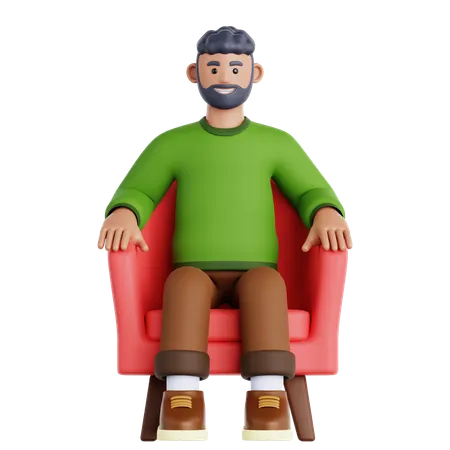 Man Sitting on Couch  3D Illustration