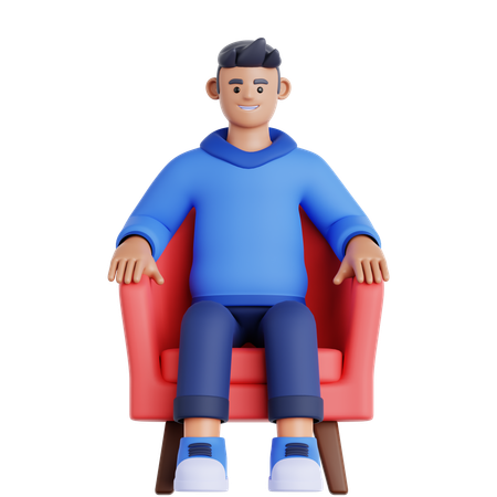 Man Sitting on Couch  3D Illustration