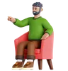 Man Sitting on Couch and Pointing