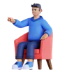 Man Sitting on Couch and Pointing