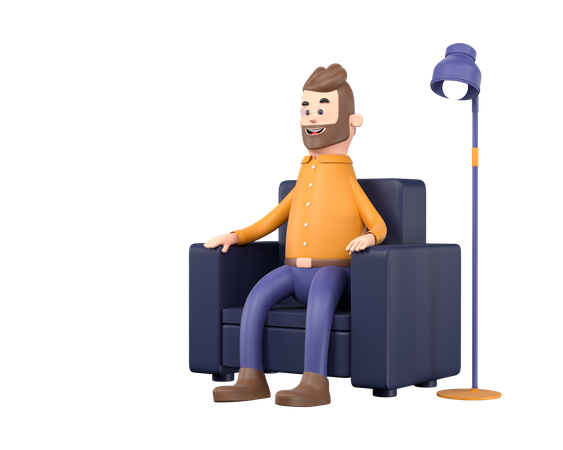 Man sitting on sofa  3D Illustration