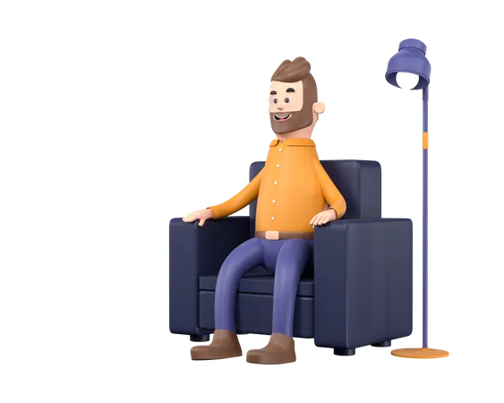 Man sitting on sofa  3D Illustration