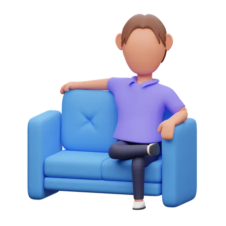 Man Sitting On The Sofa  3D Illustration