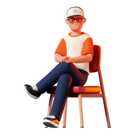 Man Sitting Pose  3D Illustration