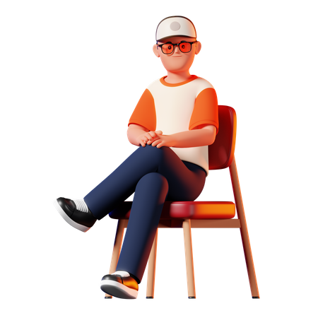 Man Sitting Pose  3D Illustration