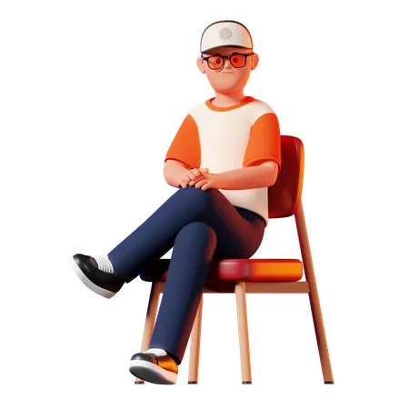 Man Sitting On A Chair 3D Illustration