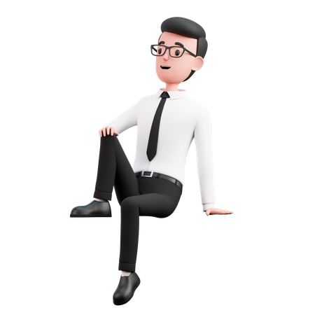 Man Sitting relaxed  3D Icon