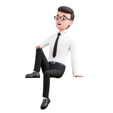 Man Sitting relaxed  3D Illustration