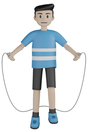 Man Skipping Rope  3D Illustration