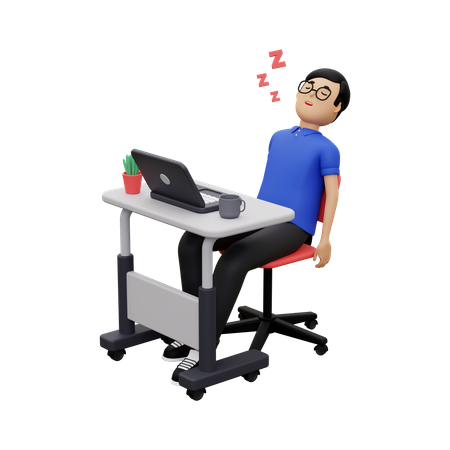 Man sleeping at work  3D Icon