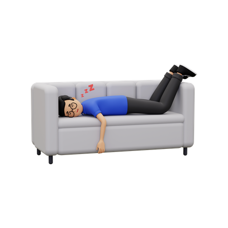 Man sleeping on the sofa  3D Icon