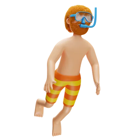 Man Snorkeling  3D Illustration