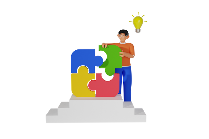Man solving problem  3D Icon