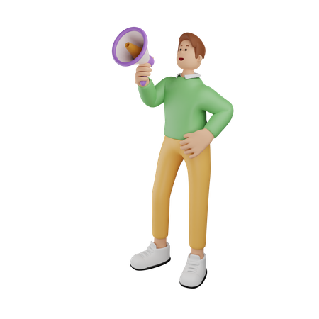 Man Speak in megaphone  3D Illustration