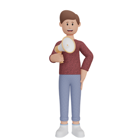 Man speaking into megaphone  3D Icon