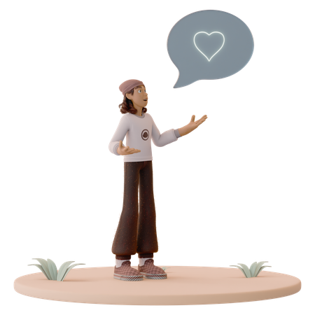 Man Speaking with Floating Support Bubble  3D Icon