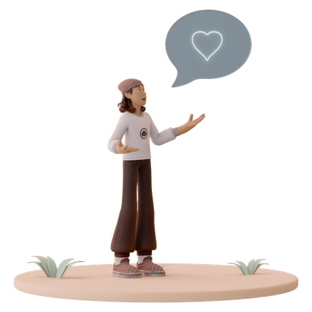 Man Speaking with Floating Support Bubble  3D Icon
