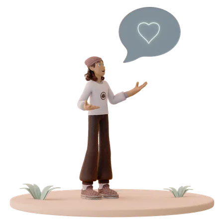 Man Speaking with Floating Support Bubble  3D Icon