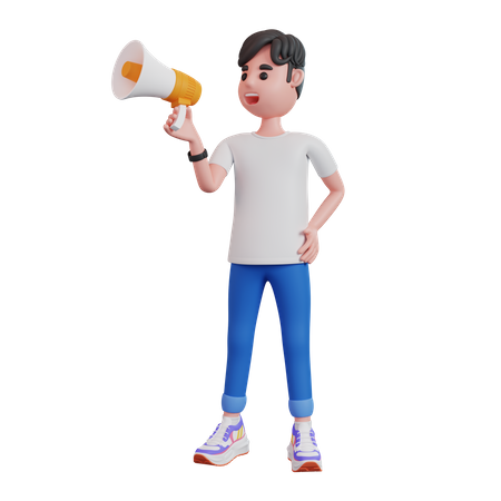Man Speaks Up With Megaphone  3D Icon