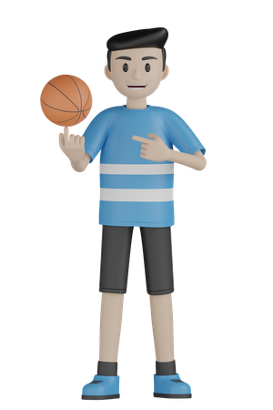 Man Spinning Basketball  3D Illustration