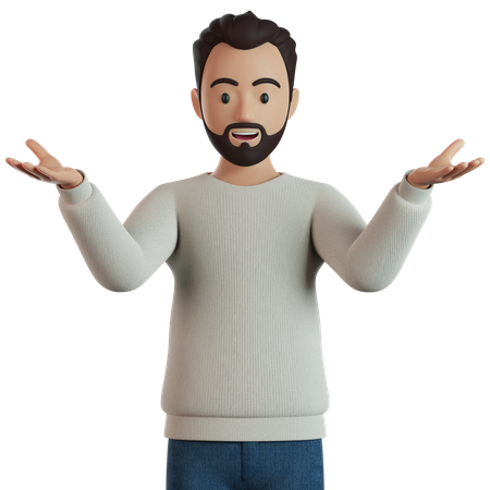 Man Spreading His Hands And Presenting Something  3D Icon