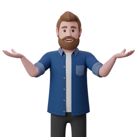 Man Spreading His Hands To The Sides And Showing Or Presenting Something  3D Icon