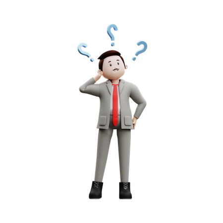 Man Standing And Asking Question  3D Illustration
